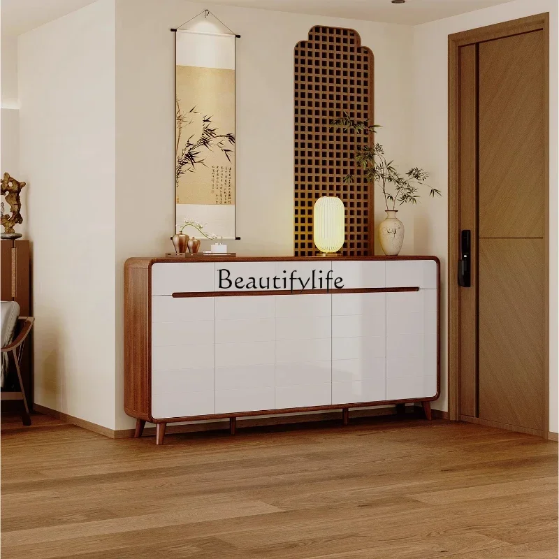 05-ls 18-Новый лаковый шкаф для обуви в китайском стиле из цельного дерева для домашнего прихожей