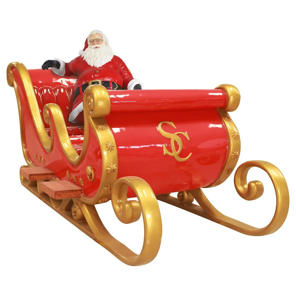 commercial fiberglass giant large waterproof outdoor Christmas life size santa clause sleigh decorations for sale