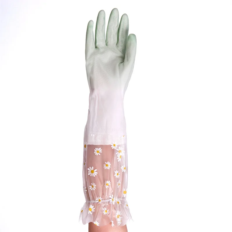 Multi-color Waterproof Rubber Latex Dishwashing Gloves, Household Housework Thin Velvet Gloves