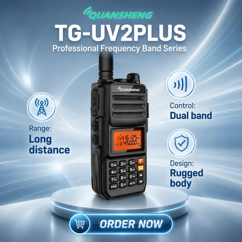 Quansheng TG-UV2 PLUS Amateur Ham Radio Transceiver Dual Band Walkie Talkie 10W Output Power VOX Function Two Way Radio