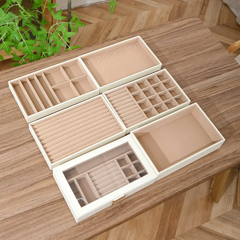 صندوق مجوهرات جلدي، صناديق تخزين خاتم فاخرة بسيطة، قلادات ذات سعة كبيرة، أقراط، علبة عرض، تغليف المجوهرات، هدية