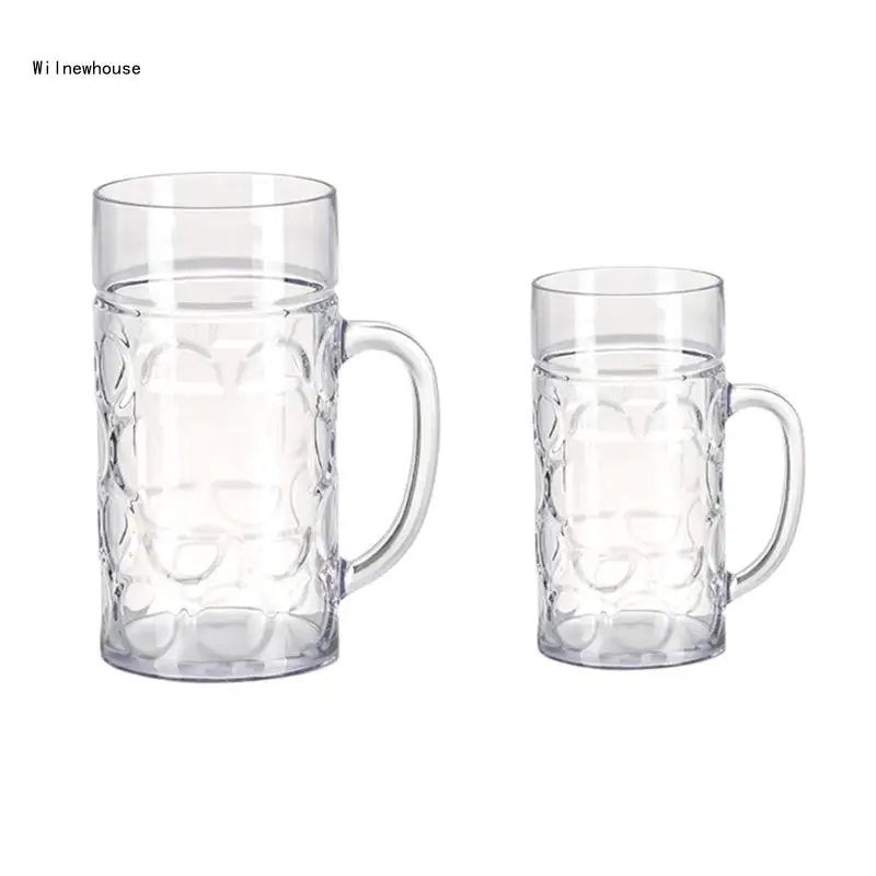 

Unbreakable Plastic Beer Mug Shatterproof Drinking Cup with Handle Milk Coffee Water Cups Reusable Champagne Cup for Dropship