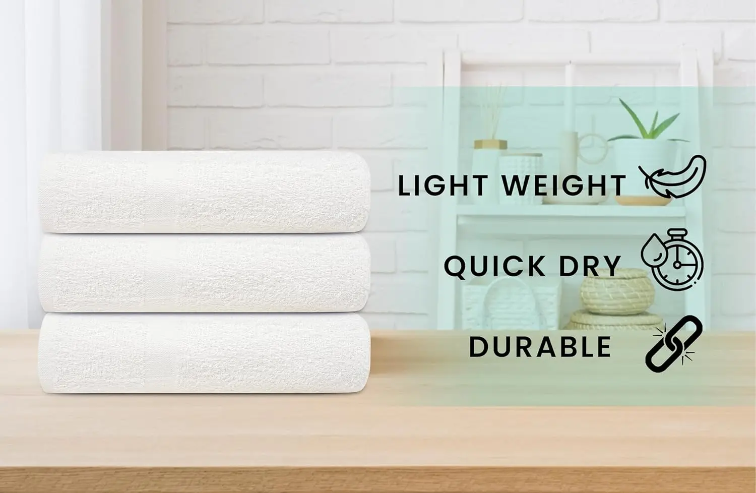 White Bath Towels Bulk - 24 x 48 Inches, 100% Cotton Economy Light Weight Towels for Commercial Use - Quick Dry, Ultra-Soft