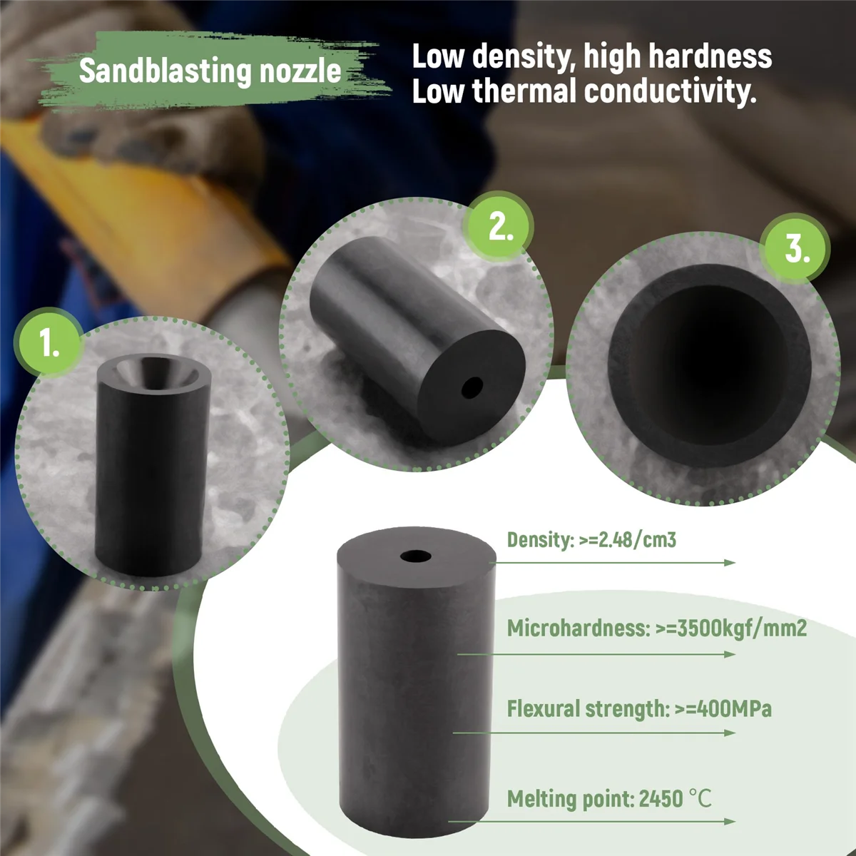 ABKO-Boron Carbide Sandblasting Nozzle Air Sandblaster Tip 4mm