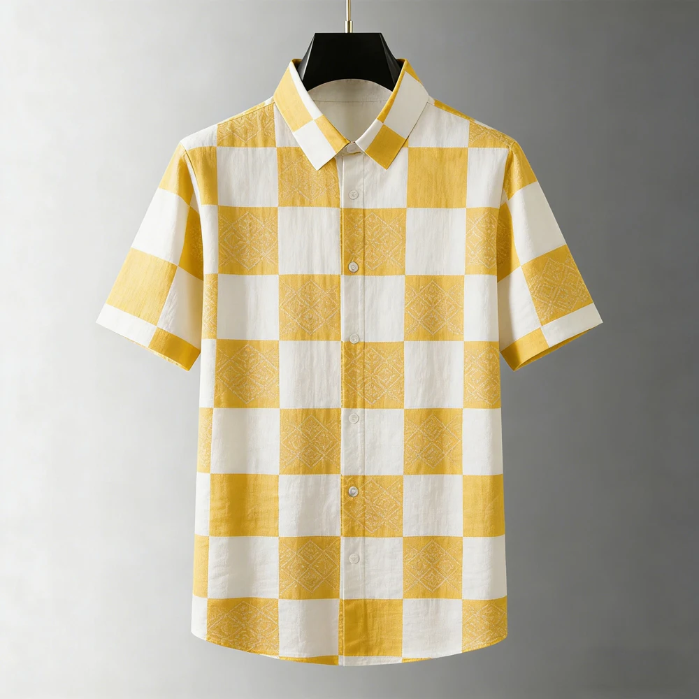 Men's Summer Cool Short-Sleeve Shirt with Natural Pattern Scenery, Men's Vacation Casual Top