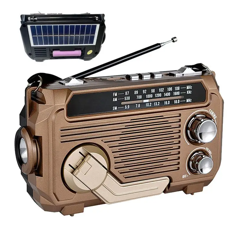 Tragbare Solar Hand Crack Radi Notfallradio Taschenlampe Wireless BT AM/FM/SW Radio 3-Wege-Laderadio Survival Gadget