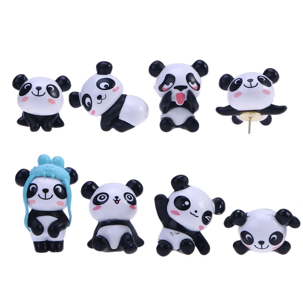 Chinchetas de plástico con diseño de Panda, chinchetas de dibujos animados para mapas, calendarios, pizarras blancas, dormitorios, oficinas, Pin de empuje de pared, 8 Uds.