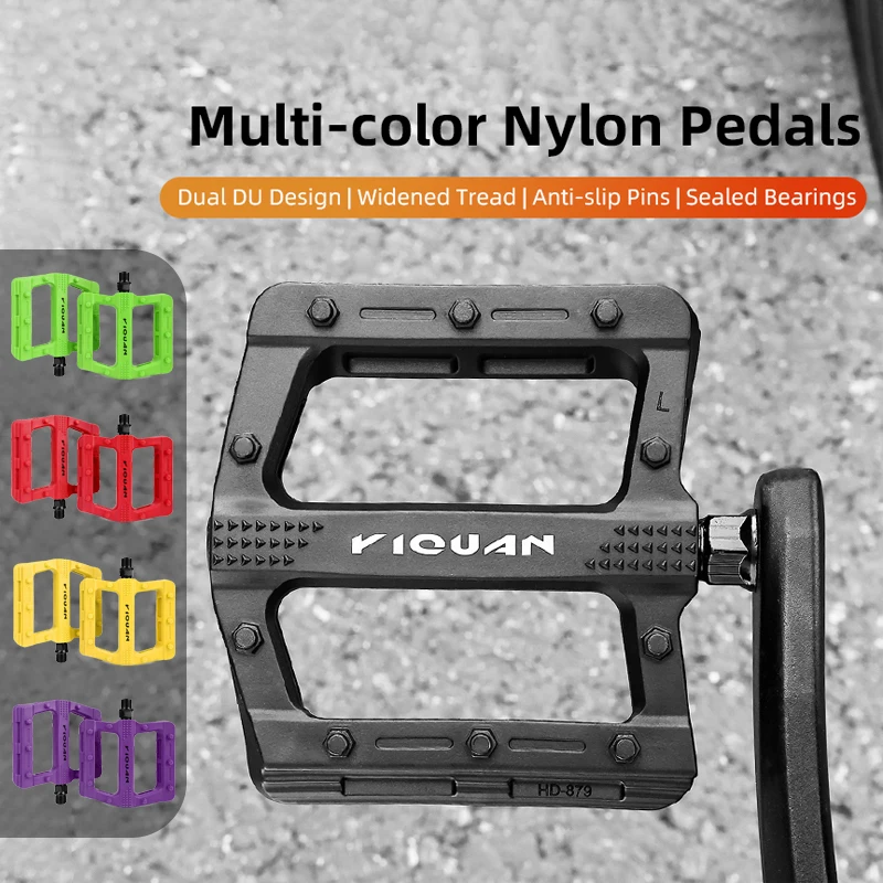 Nylon Bike Pedals Extra-Wide Anti-Slip Platform Sealed Dustproof Bearing Lightweight for Mountain Road Bikes Riding