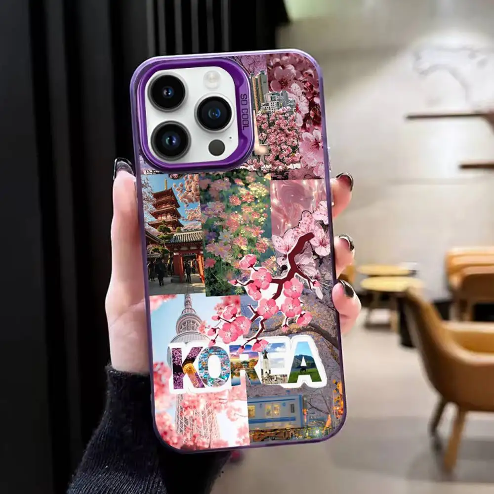 Südkorea S-SEOUL TravelS Handyhülle für iPhone 17,16,15,14,13,12,11, Mini,Pro,E,SE4,XS,MAX Purple Candy Matte Cover