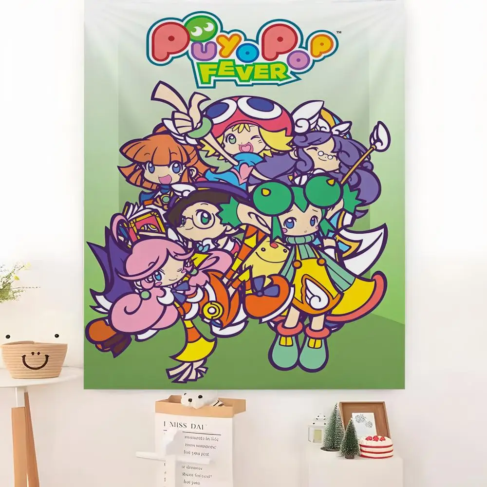 P-Puyo P-Puyo F-Fever Sig Tapestry Microfiber Background Art Decor For Bedroom Living Room Bar Garden Outdoor Festival Wall Deco
