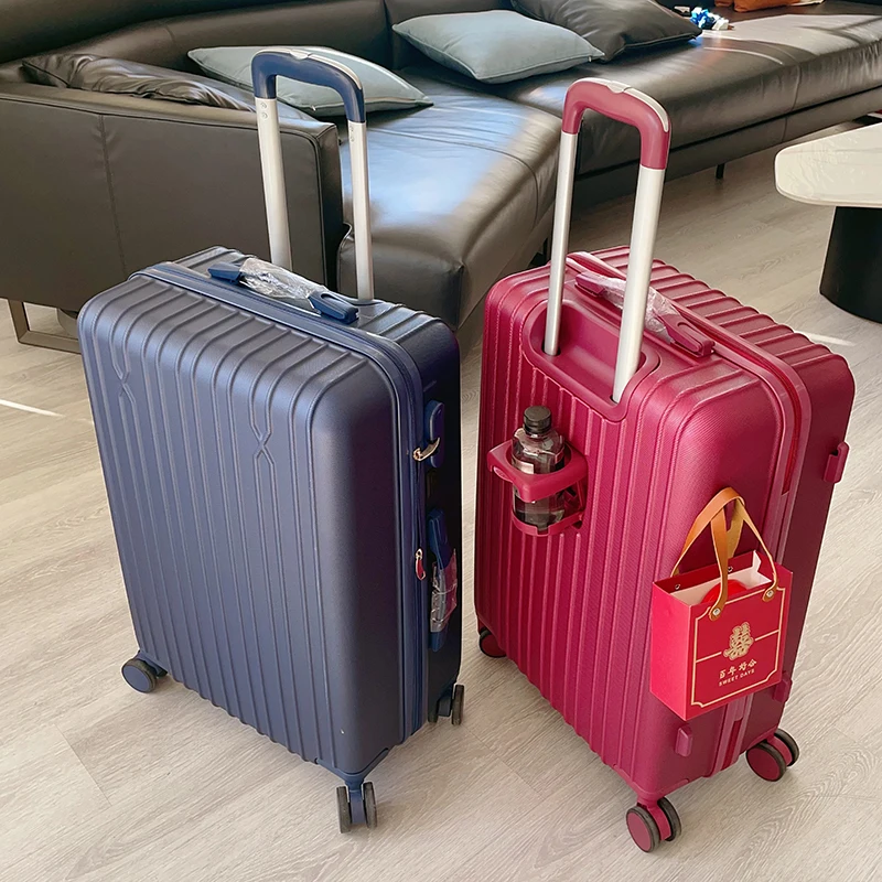 2025-new-28-inch-check-in-luggage-with-cup-holder-pull-rod-for-carry-on-fashionable-unisex-wheel-suitcase-travel-bag