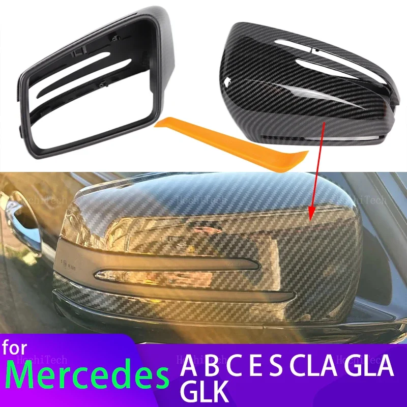 

Side Mirror Cap Covers For Mercedes Benz W176 W246 W212 W204 C117 X156 X204 W221 C218 A B C E S CLA GLA GLK Class Black Replace