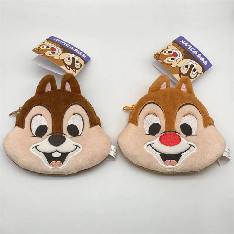 Disney Anime Figure Kawaii Wallet Pendant Chip Dale Cute Animal Girl Heart Coin Purse Couple Headset Key Storage Bag Xmas Gift