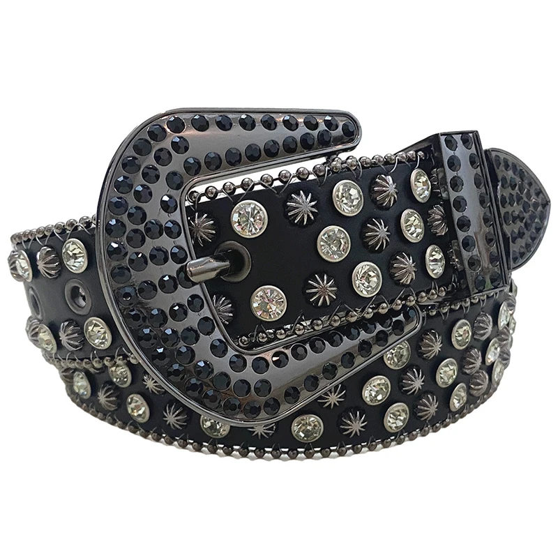 

Мужские и женские люксовые ремни в стиле панк-готика с стразами, из мягкой кожи, с бриллиантовой инкрустацией, с пряжкой-шпилькой и заклепками, пояс-ремень