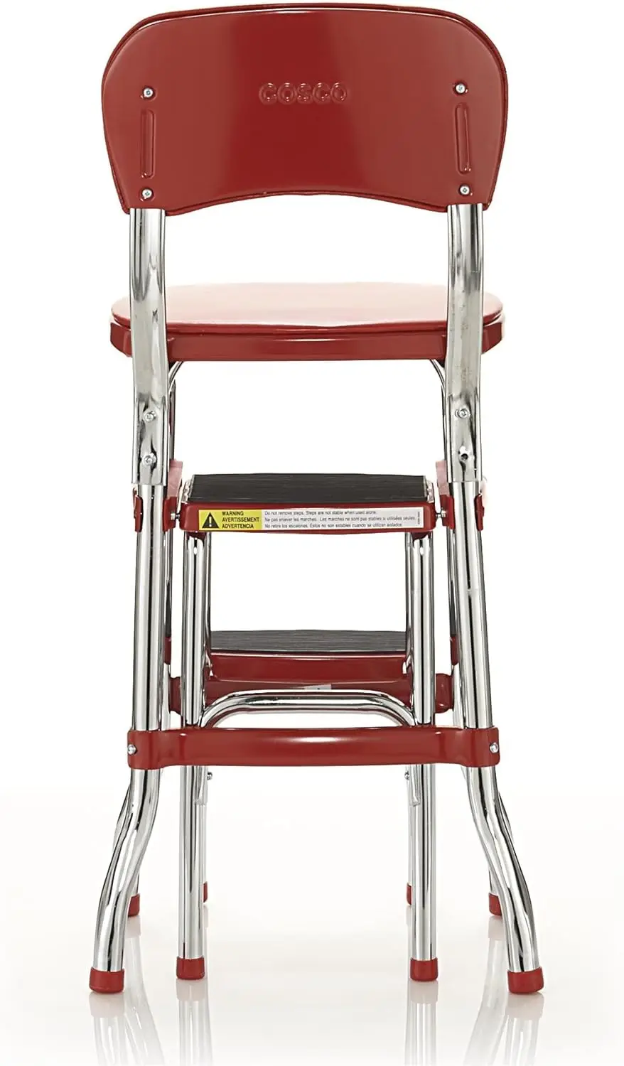 Retro Counter Chair/Step Stool, Sliding, Red