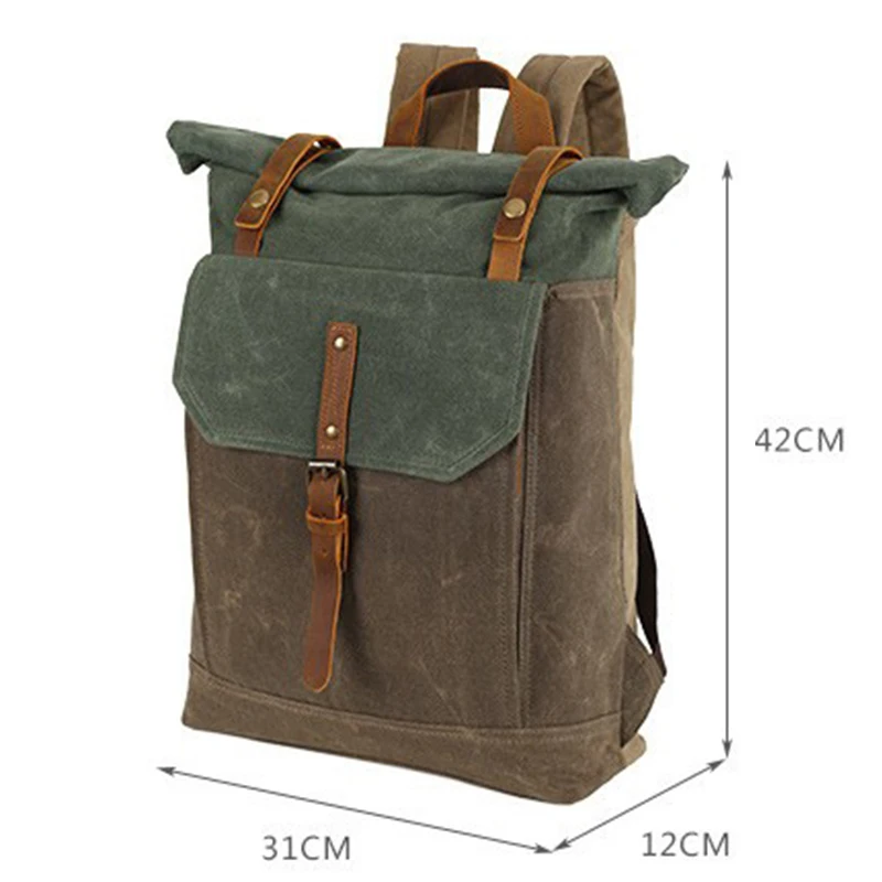 Unisex retro canvas backpack waterproof outdoor travel wear-resistant backpack casual color blocked backpack commuting backpack