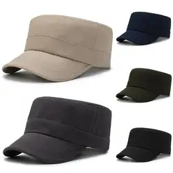 Fashion Washed Cotton Men Military Cap Summer Sunscreen Cadet Hat adjustable Flat Top Caps Women Men  Fisher Army Hats Bone Cap