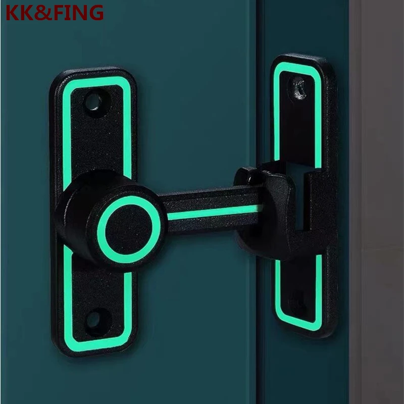 KK&FING 90 ° /180 ° Dwufunkcyjny zatrzask do drzwi Zamek do drzwi przesuwnych ze świecącą klamrą do drzwi Metalowa rygiel do drzwi wewnętrznych z wolnym uderzeniem