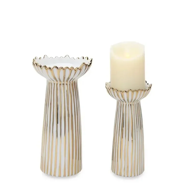 White porcelain with gold candle holder