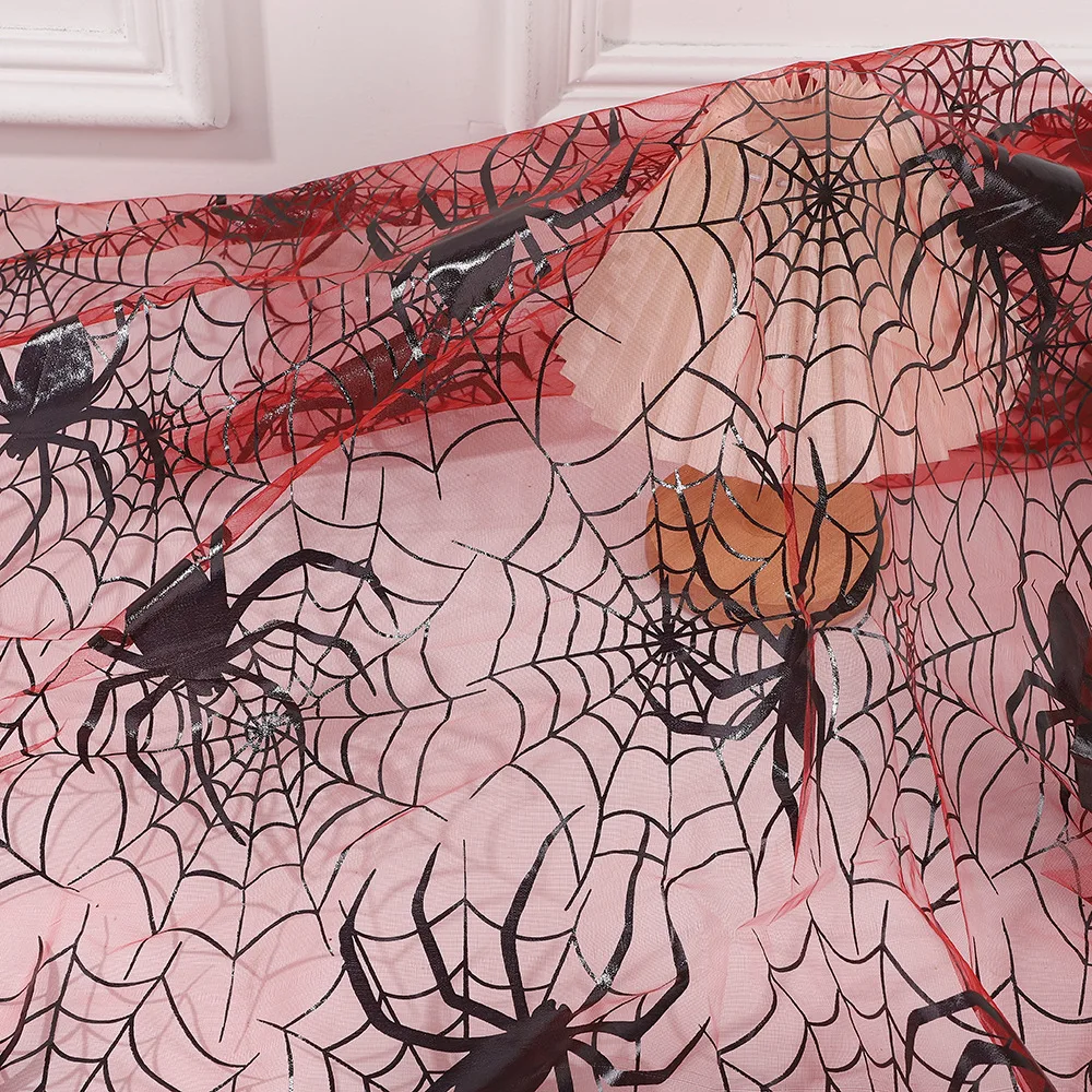 

Черная большая фольга-паук, штамповка из органзы, Хэллоуин, фестиваль призраков, декоративный сценический костюм, сетка, жесткая ткань