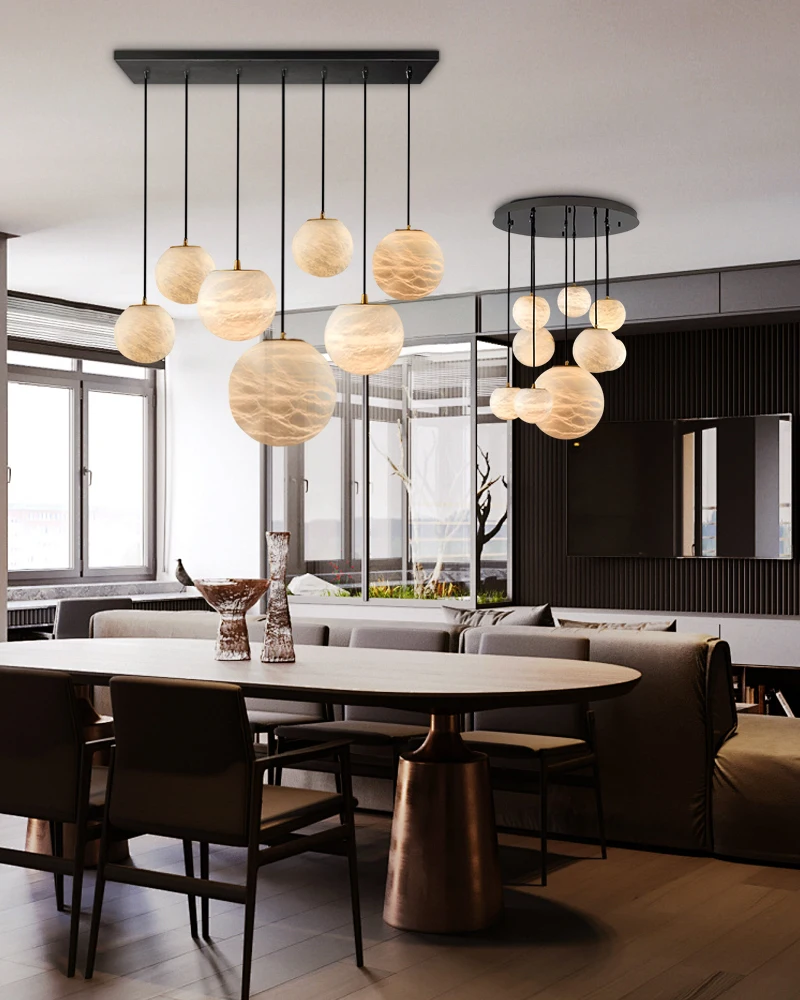 

Upgrade Your Home With Our Exquisite Dimmable LED Alabaster Globe Chandelier Crafted From Natural Marble Stone Dimming Function