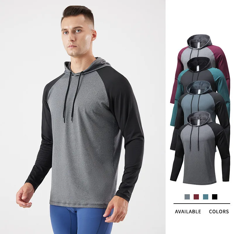 Men's Outdoor Running Fitness T-shirt Long Hoodies Quick Dry Sport Shirt Men Top Gym Trainning Exercise Coat Sweater Clothes 234