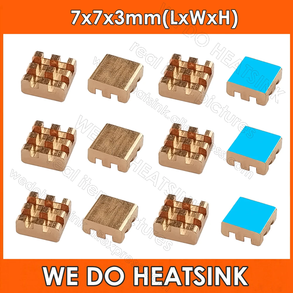 

WE DO HEATSINK 7x7x3mm 7x7x5mm Without or With Thermal Pad Tiny Little Smallest Pure Copper Heatsink Cooler Radiator