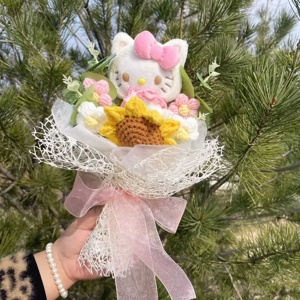 Cartoon My Melody Kuromi Cinnamoroll Kt Katze Plüschpuppe Kreativer Blumenstrauß Valentinstag Weihnachten Abschluss Geburtstagsgeschenk