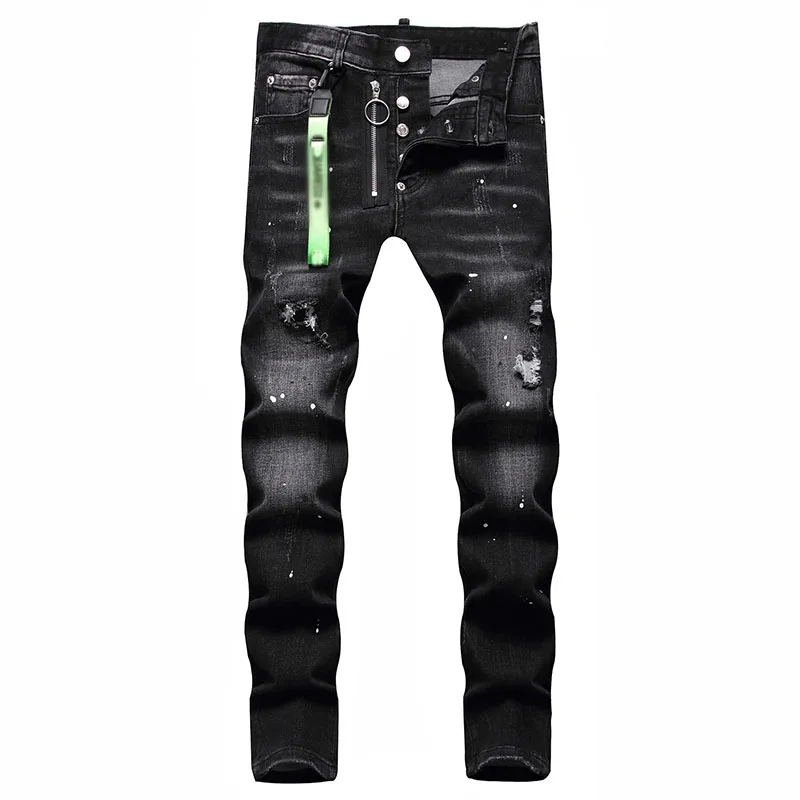 New Fashion Men\'S Black Jeans Denim Pants High Quality Male Jean Homme Streetwear Trousers Casual Zipper Designer