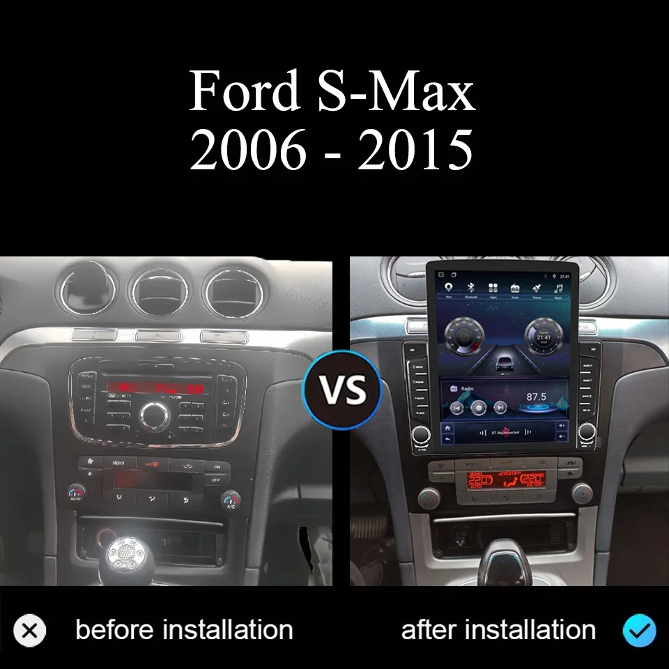Android 14 8G+128G Car Radio For Ford S-MAX 2006 2007 2009 2011 2013 2015 Car Audio Video A/V DVD Cassette Tape PC Tablet SWC BT view 2