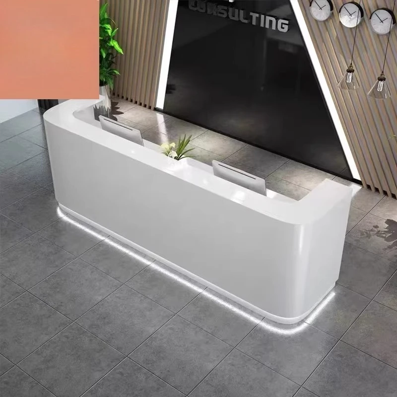 Curved paint front desk company reception desk bar hotel cash register beauty salon lighted welcome desk