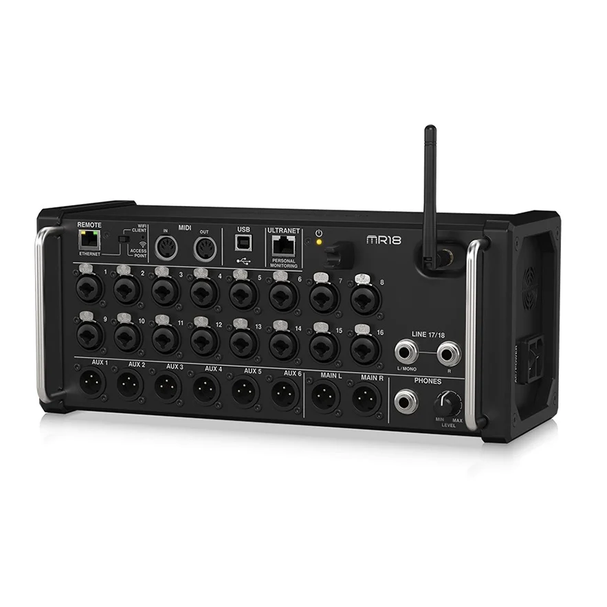 

New Version Digital Audio Console Mixer MR12/MR18 Fan 12/18 Channel 12-Bus Integrated WiFi Module/USB Stereo Recorder Metal