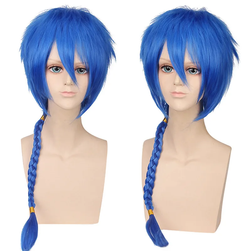 Synthetic Blue Braided Curly Wig Long Cosplay Party Costume Heat Resistant Fiber Hair Anime Roleplay