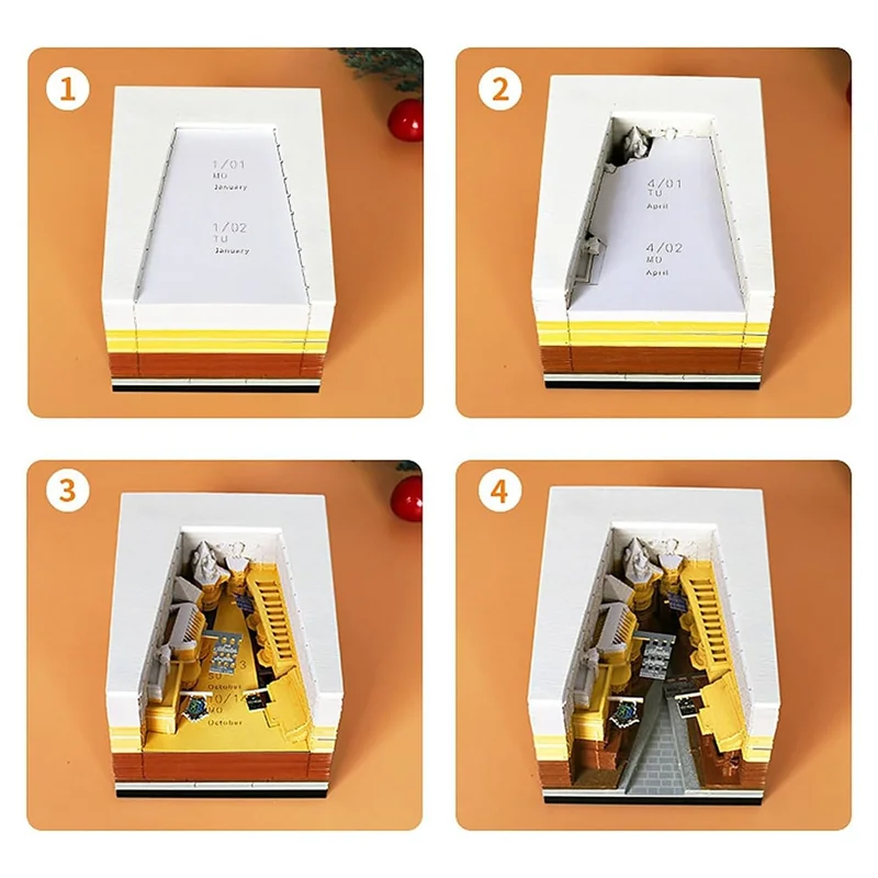 

Time Piece Calendar 2024 3D Calendar Paper Carving With LED Lights, 3D Calendar Paper Carving Gift Desktop Decoration