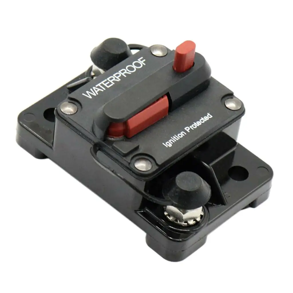 High Current Manual Circuit Breaker 12-36V DC Push Button Reset Breaker Fuseholder for Vehicle Power Surge Safety