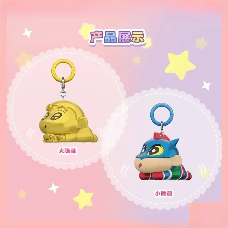

New EAKI Crayon Shinchan Dress Up Party Pendant Blind Box Transparent Version Doll Keychain Badge Periphery Gifts For Anime Fans