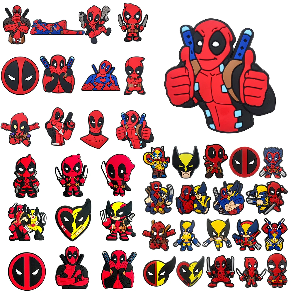 9-19pcs/SET Pop Deadpool Wolverine Series for Shoe Charms Accessories DIY Decoration for Classic Clog Kids Gifts