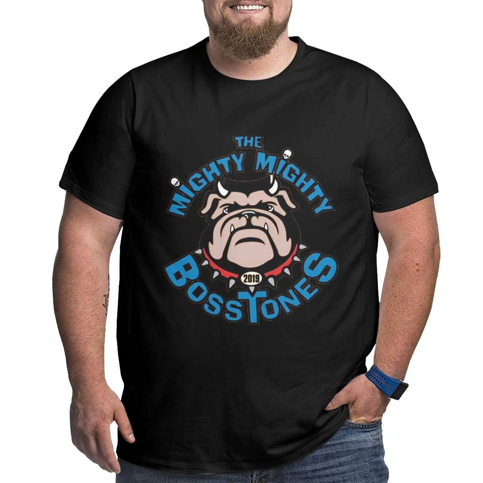 The Mighty  Bosstones Shirt Plus Size Men Short Sleeve T  Big Tall Summer Loose Breathable Graphic T-  cot