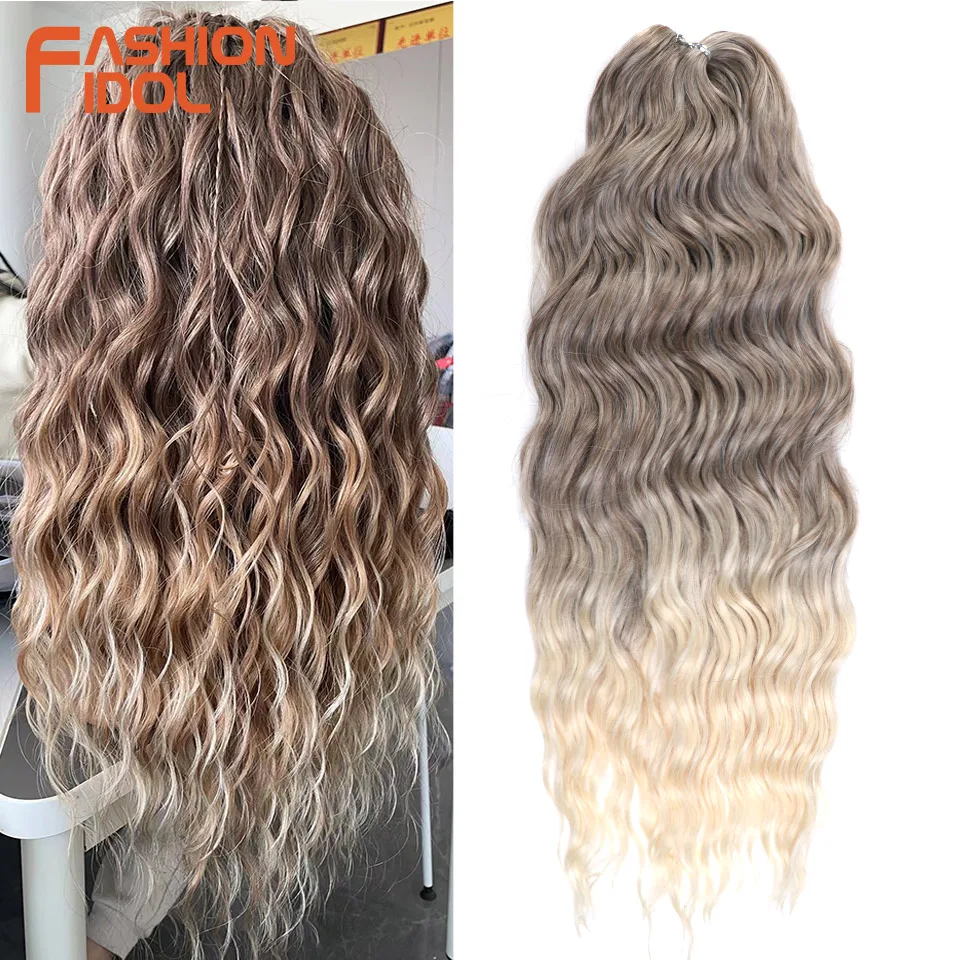 Anna Hair Synthetische lose tiefe Welle Flechten Haarverlängerungen 24 Zoll Wasserwelle Zopfhaar Ombre Blonde Twist Häkeln lockiges Haar