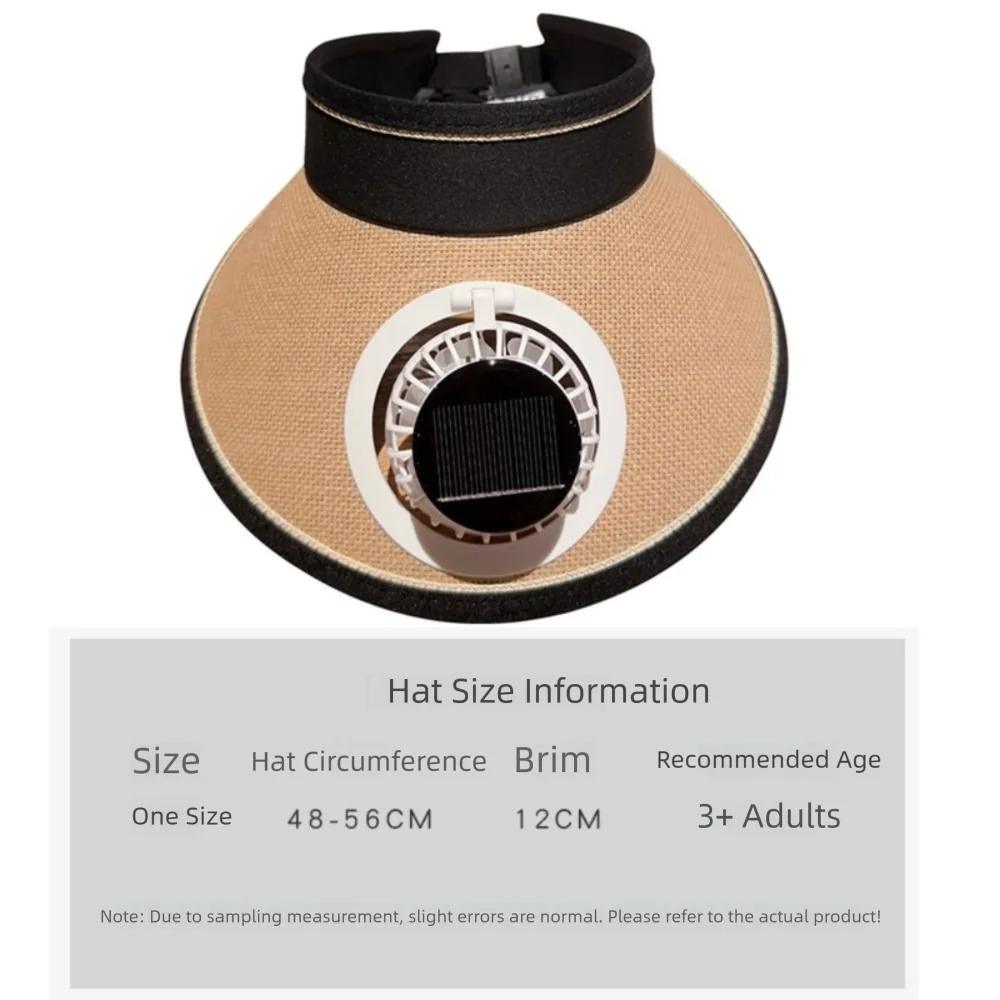 New Straw Cooling Fan Sun Hat Breathable UV Protection Wide Brim Sun Hat Solar/USB Powered Empty Top Sunscreen Hat Beach