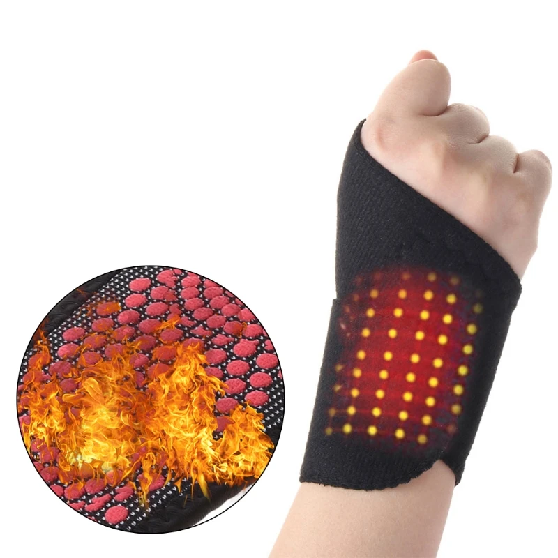 Women Men Self Heating Magnetic Wrist Brace Support Protector with Thumb Loop Pain Relief Heated Sports Wristband Belt