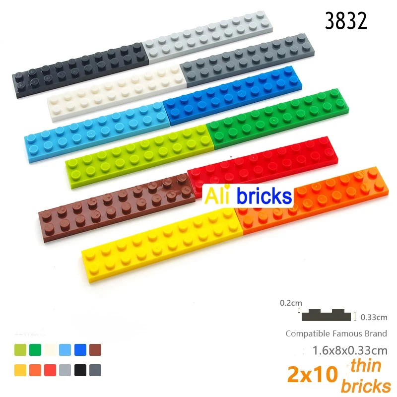 5pcs DIY Building Blocks Thin Figures Bricks 2x10 Dots Educational Creative Size Compatible With 3832 Plastic Toys for Children