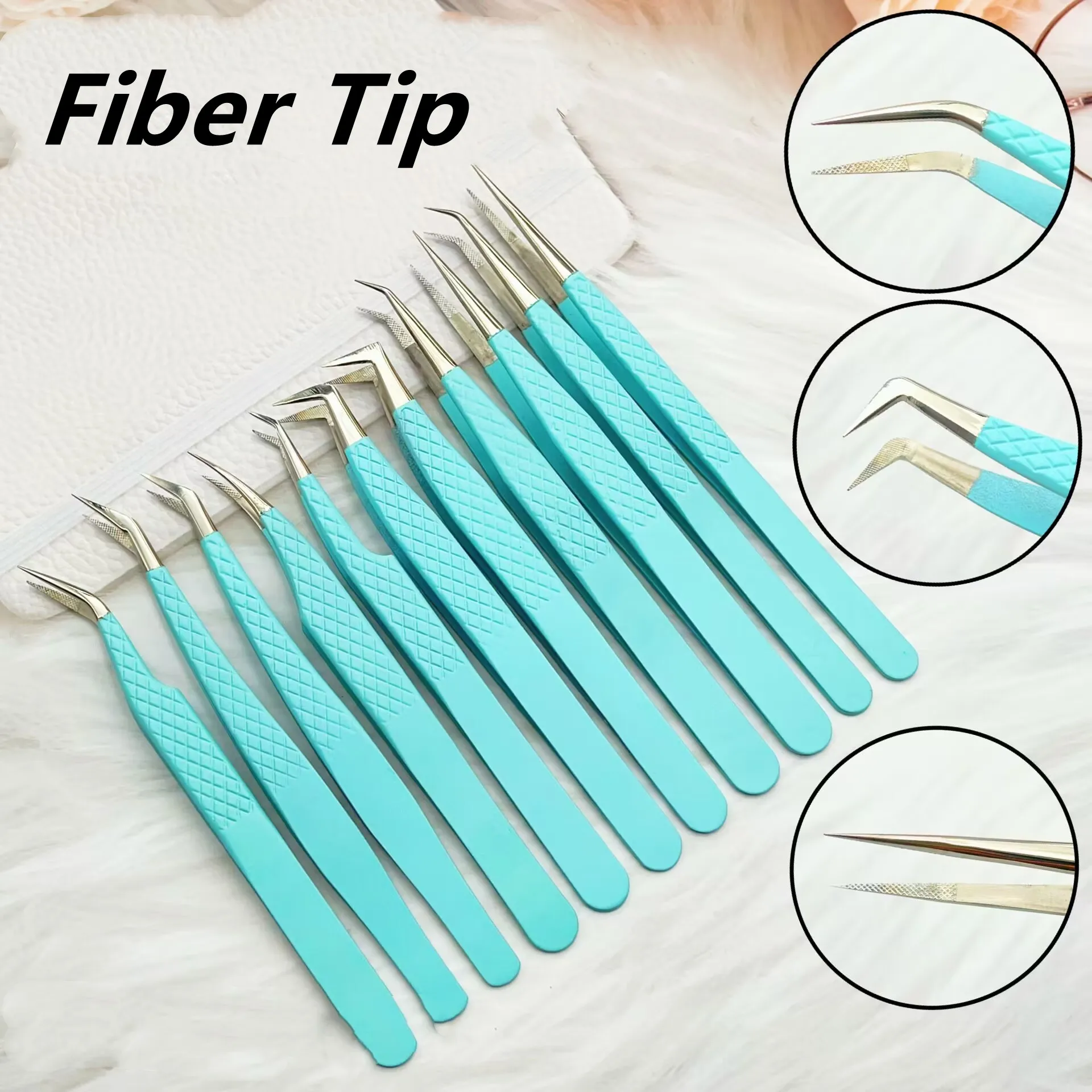 Fiber Tip Wimpers Pincet Met Fiber Tip Pincet Wimper Extensions Rvs Lash Pincet Voor Wimper Extension Pincet