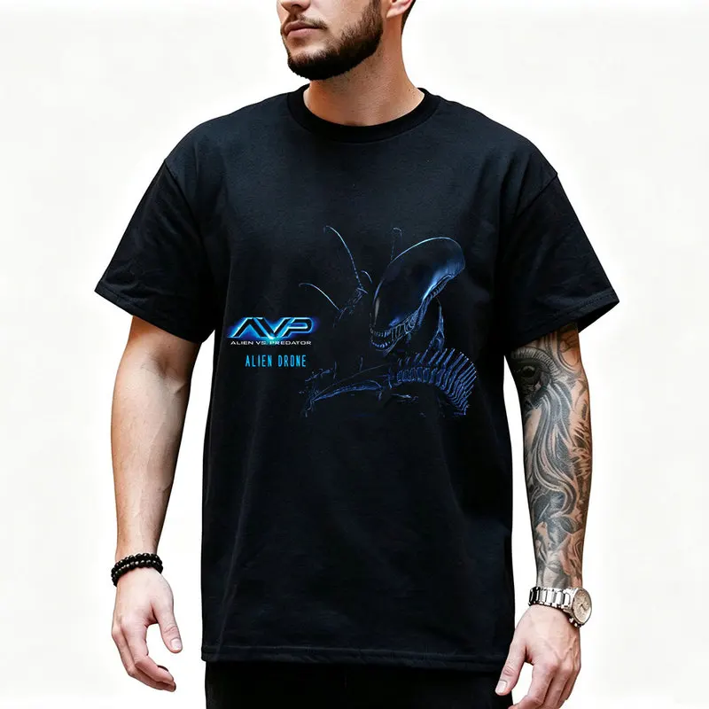 AVP Alien vs Predator Graphic T‑Shirt Xenomorph Yautja 80s Sci‑Fi Horror Movie Tee Unisex Short Sleeve Fan Gift Streetwear Tops