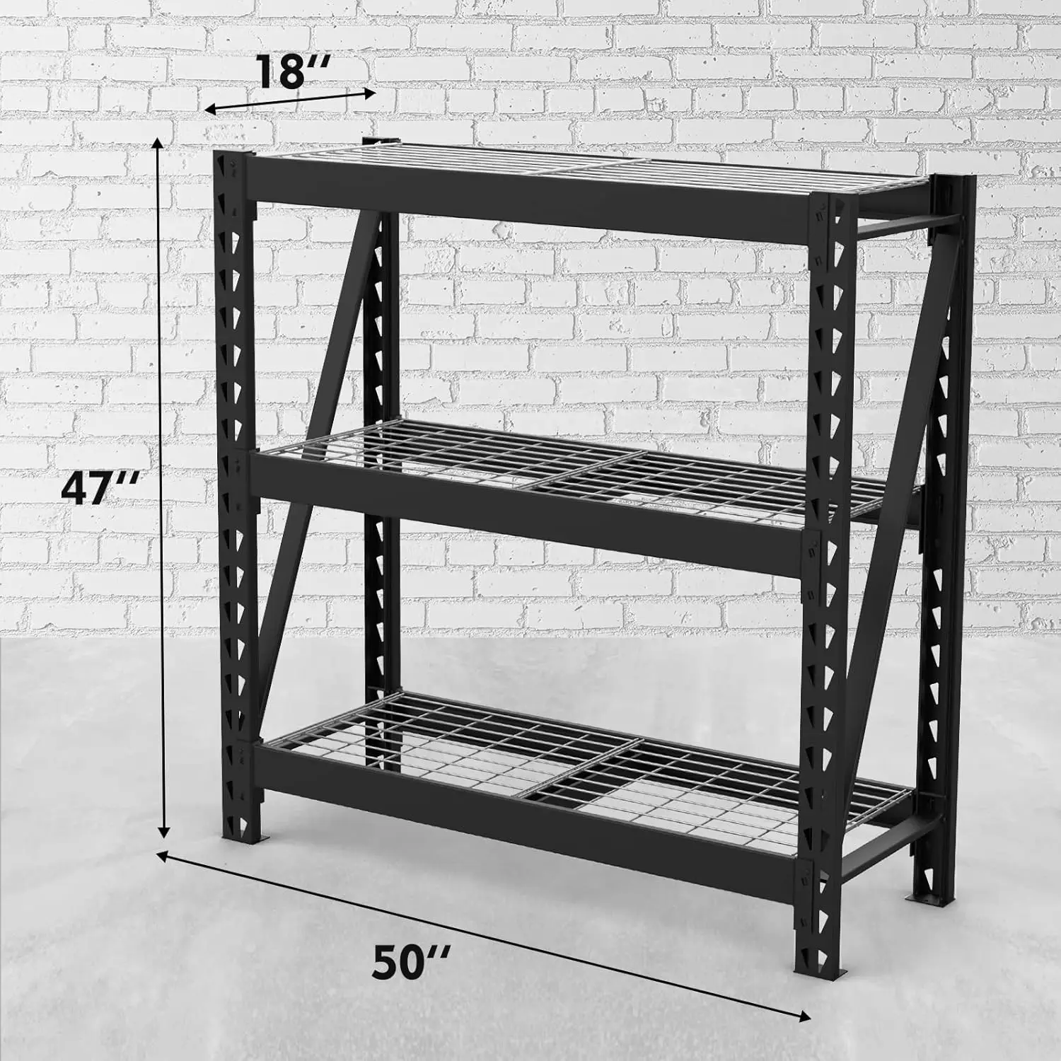 WORKPRO 3-Tier Garage Shelving Unit Heavy Duty 5400 LBS Load Capacity Metal Storage Rack 50”W X 18”D X 47”H Height Adjustable