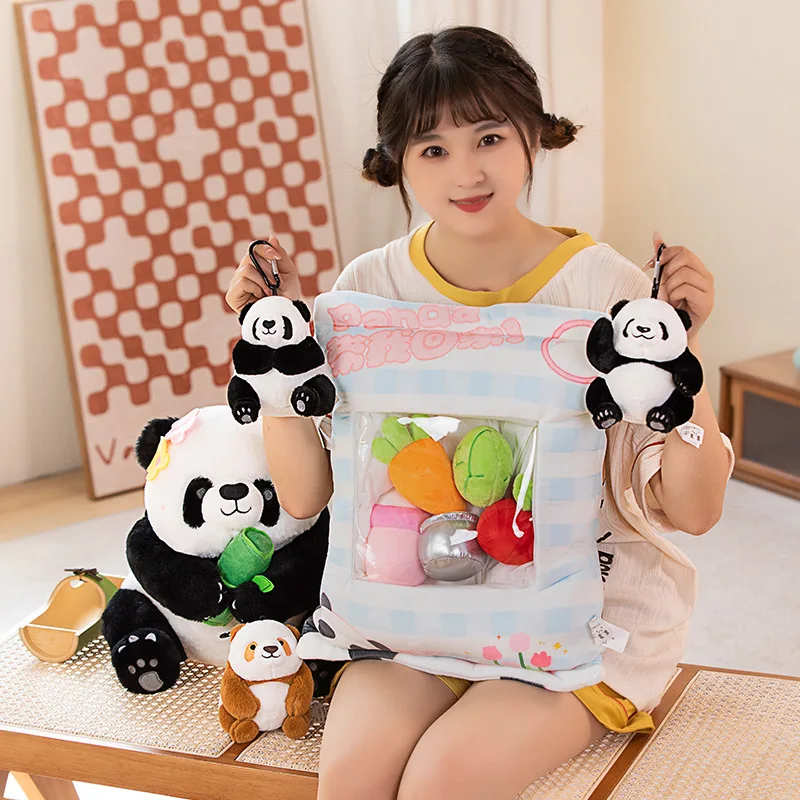 Unique Chocolate Panda Chizai Plush Toy Huahua Bear Stuffed Bamboo Ball Snack Bag Cushion Animal Christmas Birthday Gift Kids