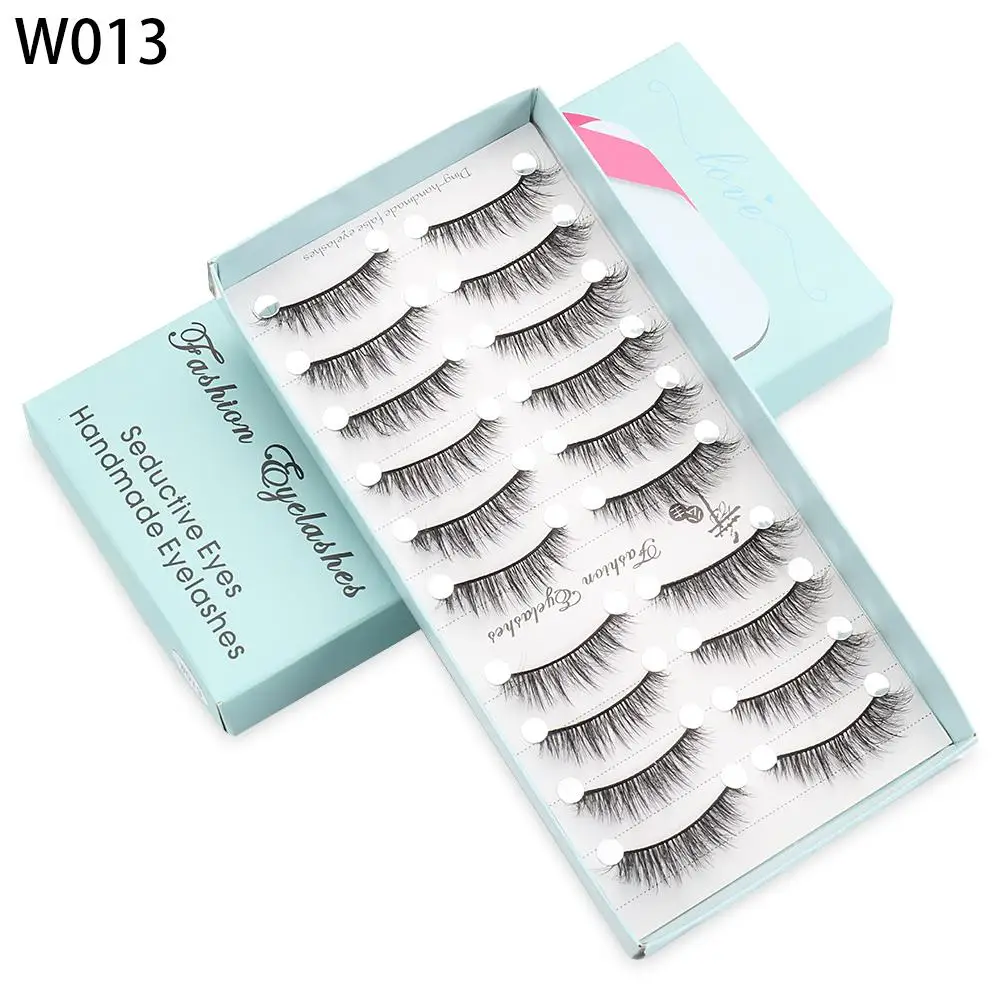 10 Paare 6d natürliches Nerzhaar falsche Wimpern weiches flauschiges Volumen Wimpern kreuzen kurze Wimpern wieder verwendbares Make-up-Werkzeug