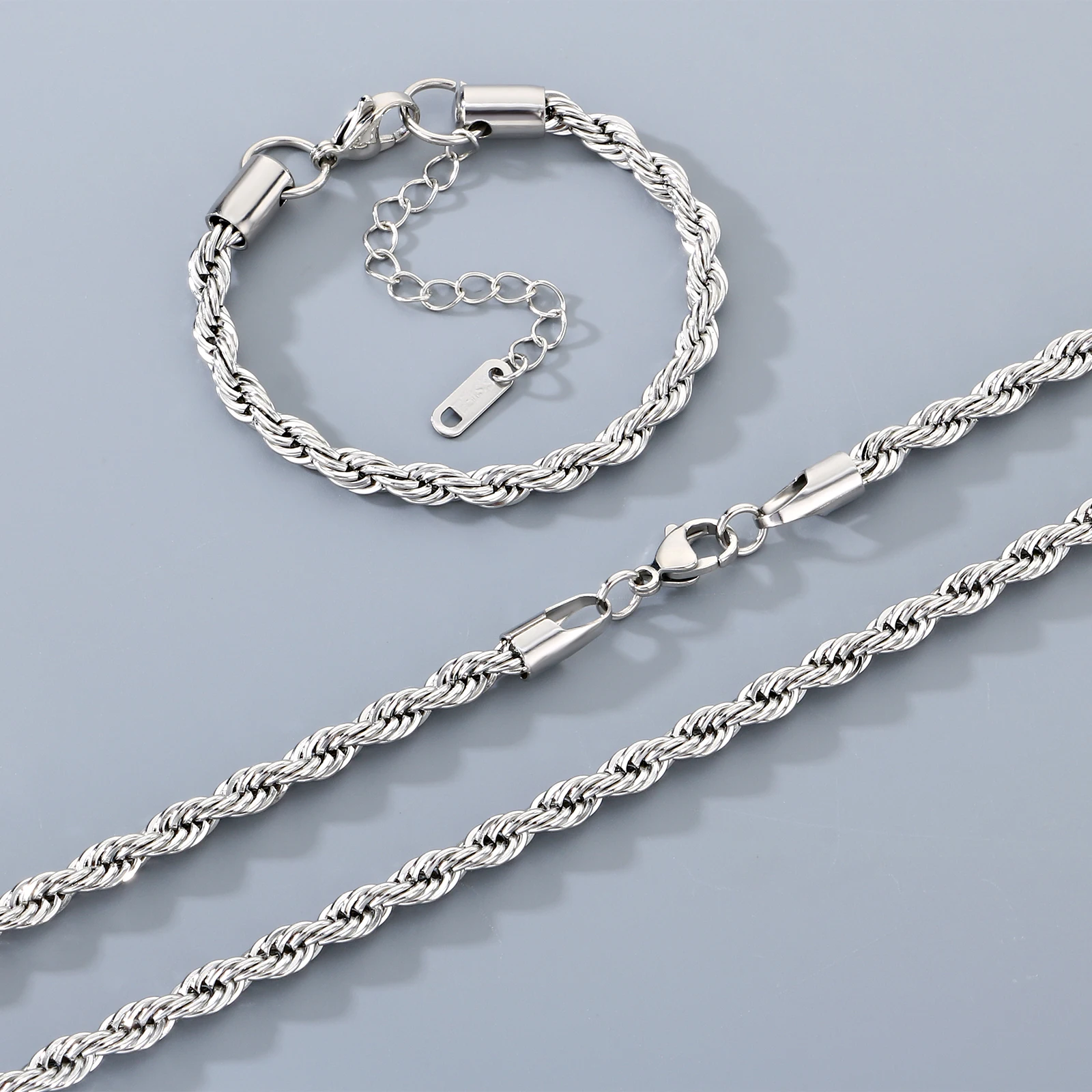 5pcs/lot Wholesale 3/4/5mm Thin Rope Chain Necklace Stainless Steel Extendable Chain DIY Pendant Accessories