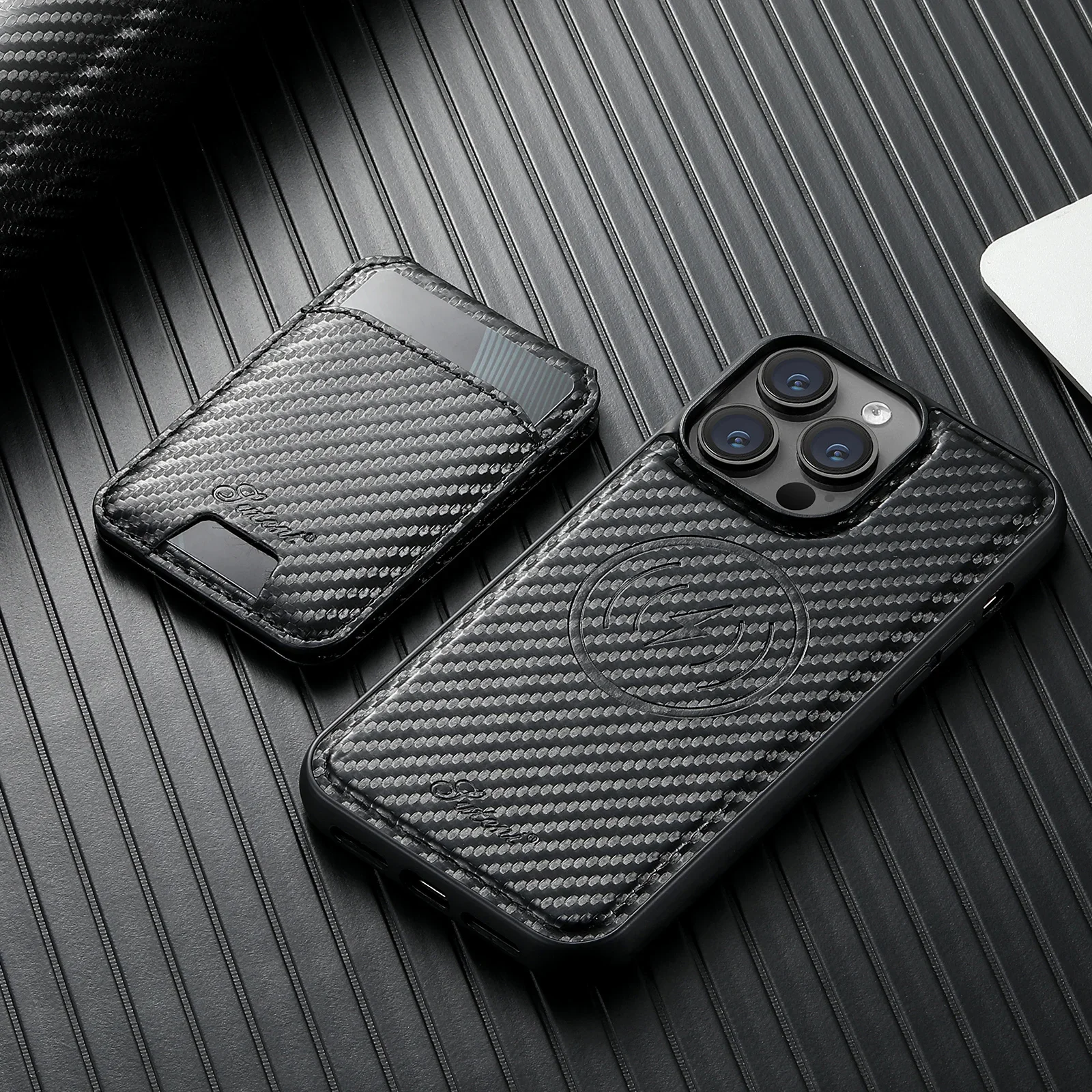 Leather Carbon Fiber Texture Phone Case For Iphone 13 12 14 15 Pro Max 15 Plus Luxury Card Wallet Stand Magnetic Phone Cover