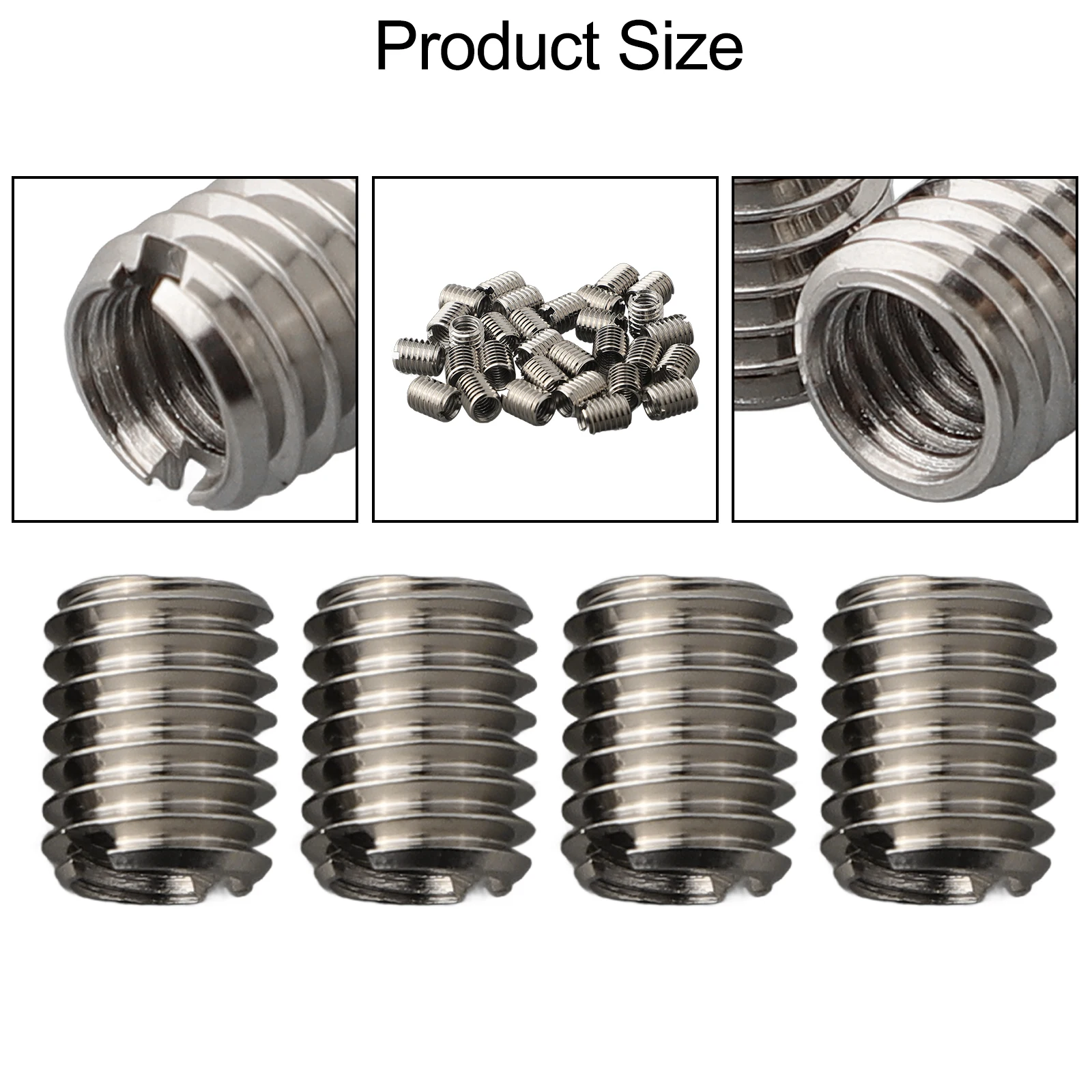 30pcs Reducer Bushing Threaded Inserts Inner M6X1.0 Outer M8X1.25 Length 10MM Male Female Nut Stainless Steel Pipe